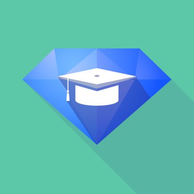 Uzun gölge baklava simgesini bir mezuniyet kap ile