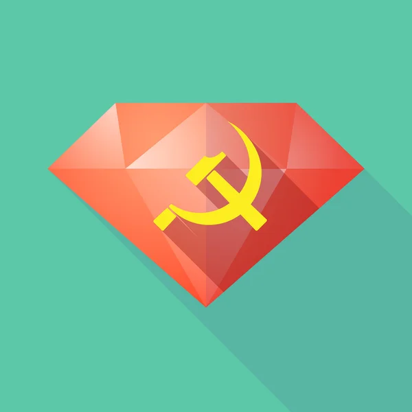 Long shadow diamond icon with  the communist symbol — Stock Vector