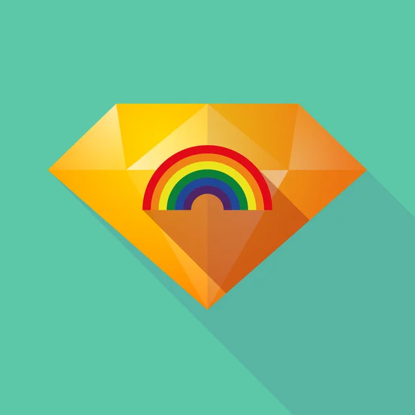 Longue icône de diamant ombre avec un arc-en-ciel — Image vectorielle