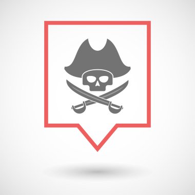 Bir korsan kafatası ile izole araç ipucu hattı sanat simge