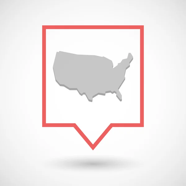 Icono de arte de línea de punta de herramienta aislada con un mapa de los EE.UU. — Vector de stock