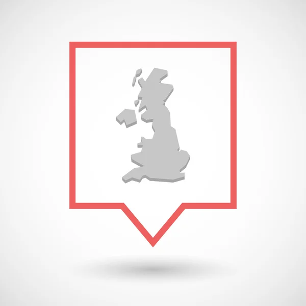 Icono de arte de línea de tooltip aislado con un mapa del Reino Unido — Archivo Imágenes Vectoriales