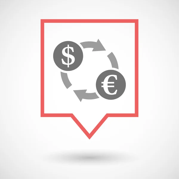 Icono de arte de línea de punta de herramienta aislada con un signo de cambio de euro dólar — Vector de stock