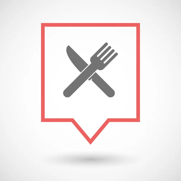 Isolated tooltip line art icon with a knife and a fork — Stock Vector