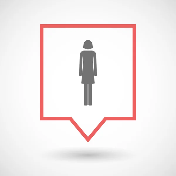 Isolated tooltip line art icon with a female pictogram — Stock Vector