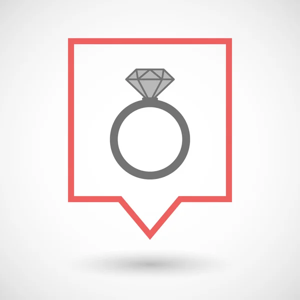 Isolato tooltip icona linea di arte con un anello di fidanzamento — Vettoriale Stock