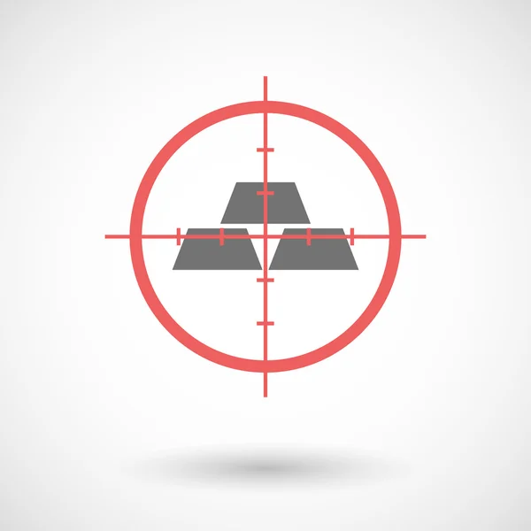 Üç Altın bullions hedefleme kırmızı crosshair simgesi — Stok Vektör