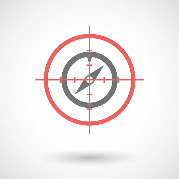 Red crosshair icon targeting a compass — Stock Vector
