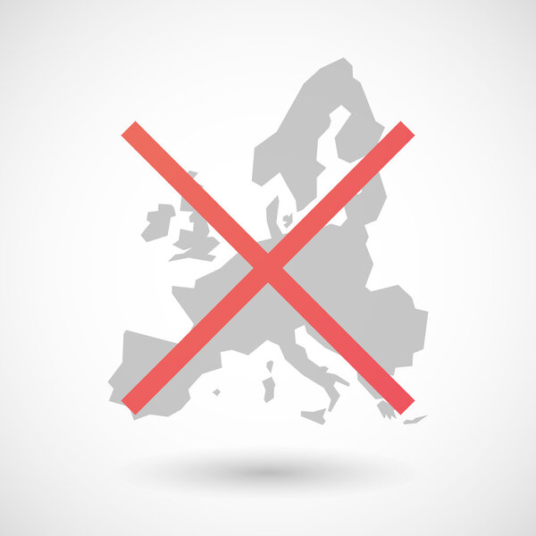 Not allowed icon with  a map of Europe 