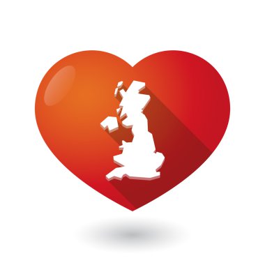 İngiltere'de, bir harita izole kırmızı kalp 