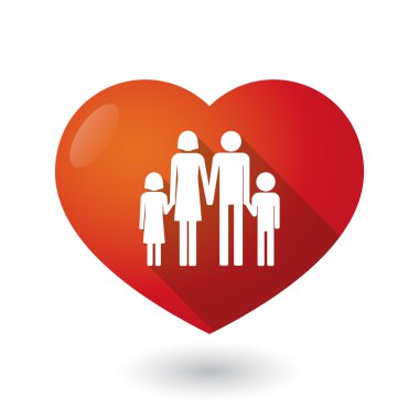 Geleneksel bir aile piktogram ile izole kırmızı kalp