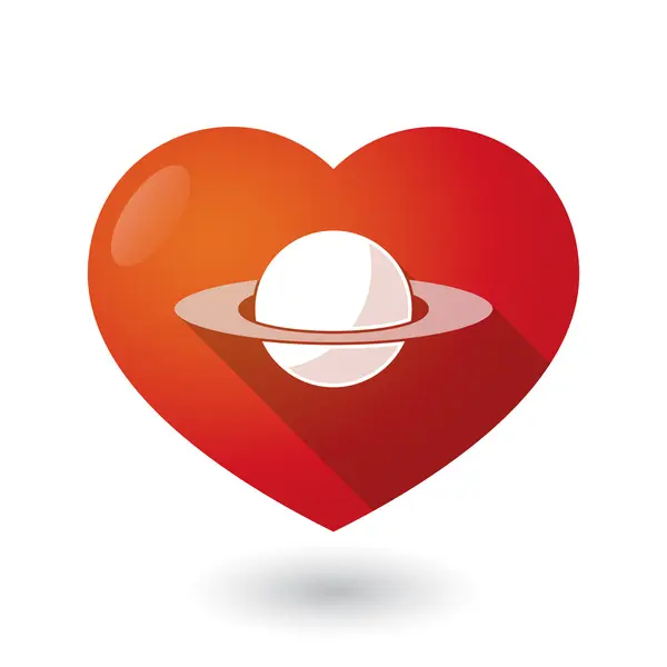 Corazón rojo aislado con el planeta Saturno — Archivo Imágenes Vectoriales