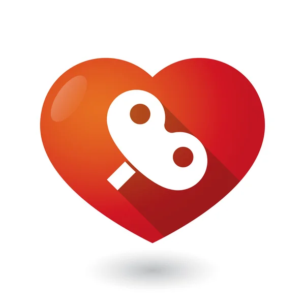 Coração vermelho isolado com uma manivela de brinquedo — Vetor de Stock