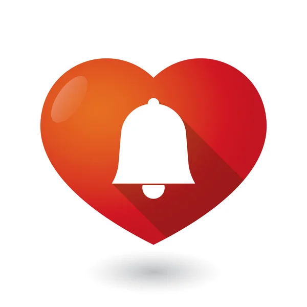 Corazón rojo aislado con una campana — Archivo Imágenes Vectoriales