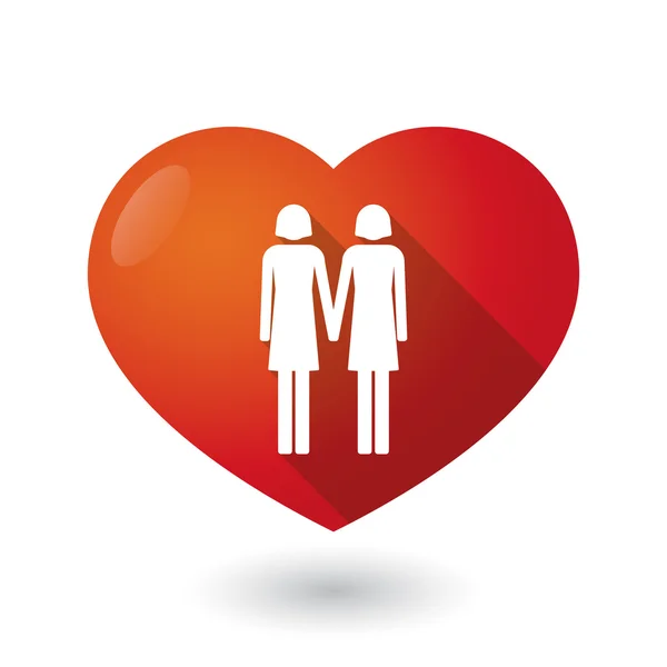 Isolated red heart with a lesbian couple pictogram — Stock Vector
