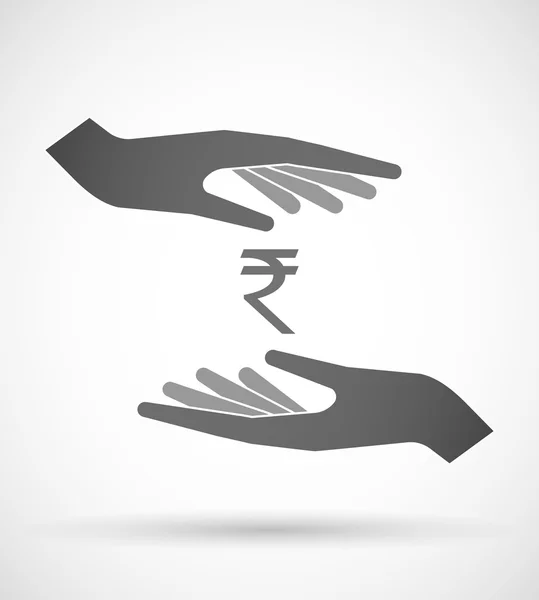 Dos manos protegiendo o dando una señal de rupia — Vector de stock
