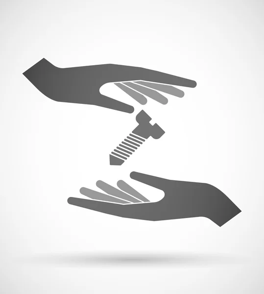 Två händer skydda eller ge en skruv — Stock vektor