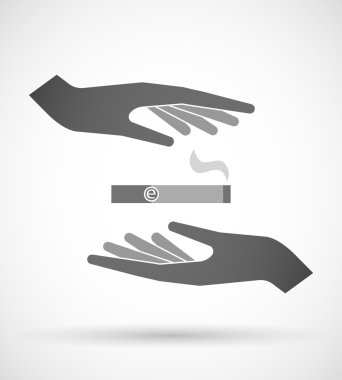 Koruma veya elektronik sigara veren iki el