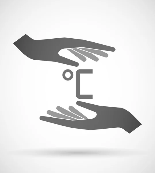 Две руки, защищающие или дающие знак Цельсия — стоковый вектор