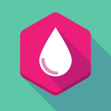 Uzun bir kan damlası ile gölge altıgen simgesi