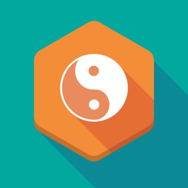 Uzun bir ying yang ile gölge altıgen simgesi