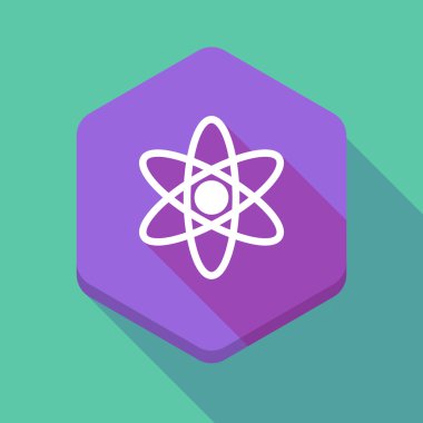 Uzun gölge altıgen simgesi ile bir atom