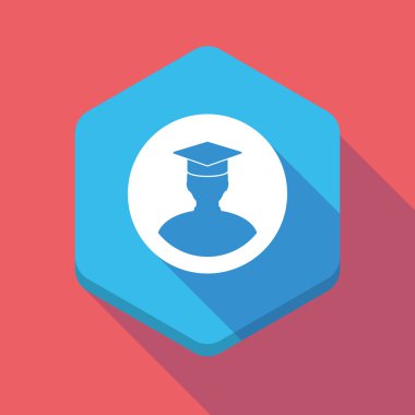 Uzun bir öğrenci ile gölge altıgen simgesi