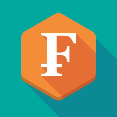 Uzun bir İsviçre Frangı işaret ile gölge altıgen simgesi