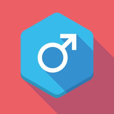 Uzun gölge altıgen simgesi erkek işaretiyle