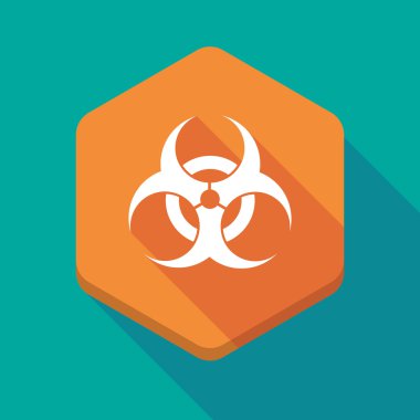 Uzun bir biyolojik tehlike işareti ile gölge altıgen simgesi