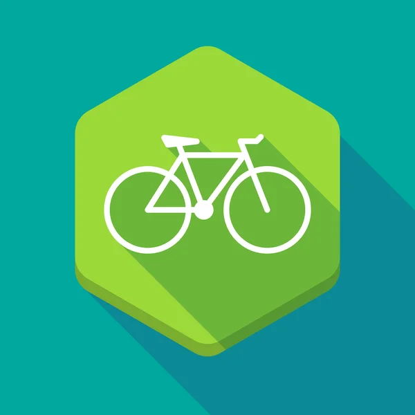 Icono de hexágono de sombra larga con bicicleta — Vector de stock