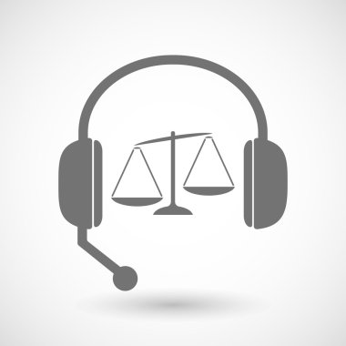 Assistance headset icon with  an unbalanced weight scale clipart