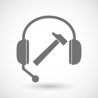 Bir çekiç ile yardım kulaklık simgesi