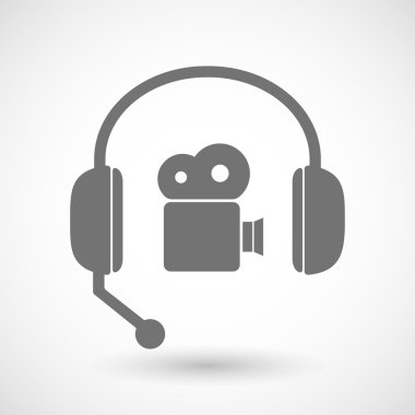 Bir film kamerası ile yardım kulaklık simgesi