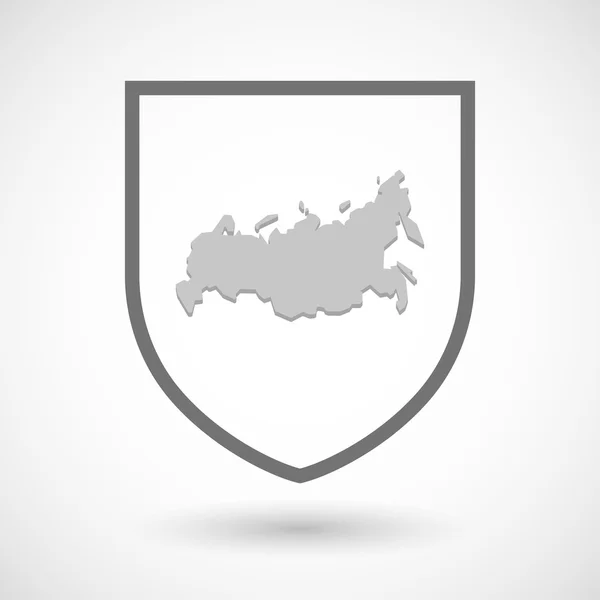 Ikona štítu linie umění s mapou, Rusko — Stockový vektor