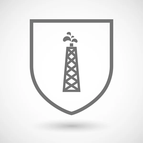 Line art shield icon with an oil tower — Stock Vector