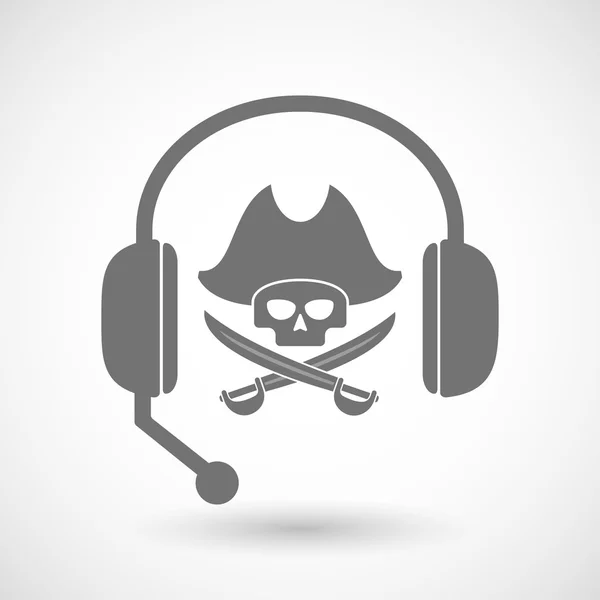 Pomocy ikonki zestawu słuchawkowego z czaszką pirat — Wektor stockowy
