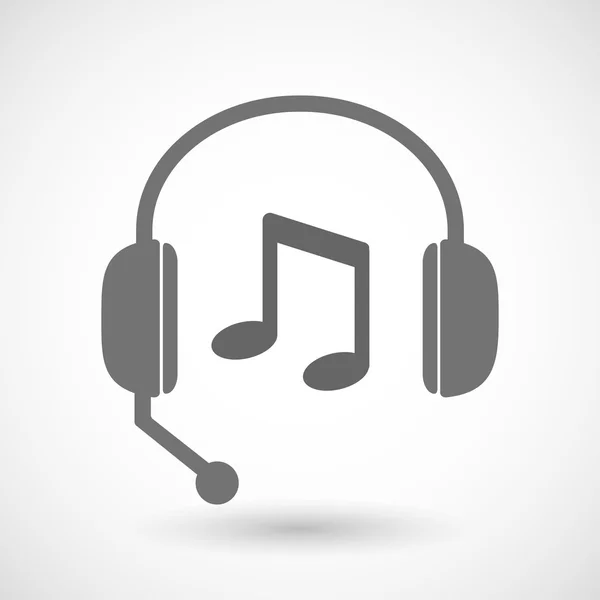 Icono de auriculares de asistencia remota con música de nota — Archivo Imágenes Vectoriales