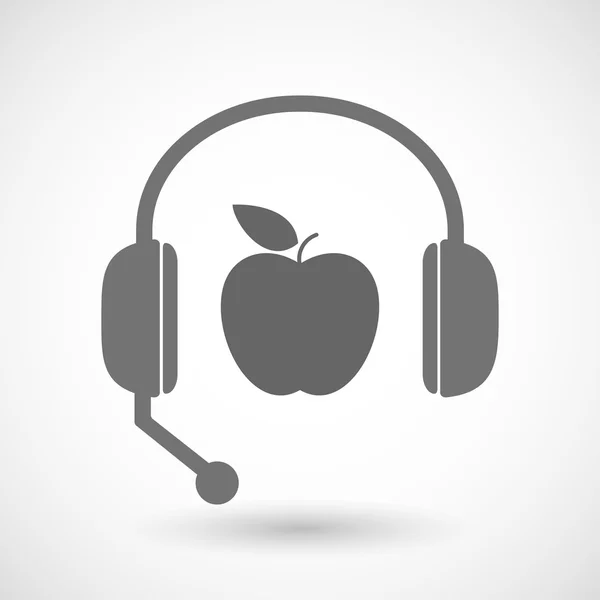 Fjärrhjälp headset ikon med ett äpple — Stock vektor