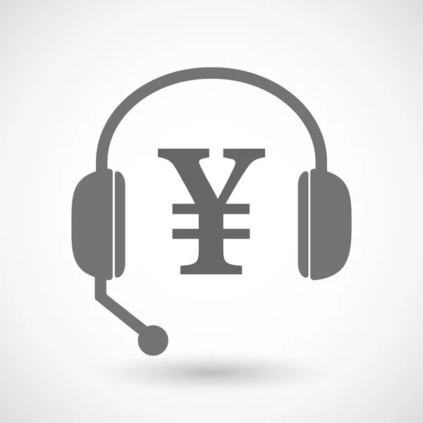 Icono de auricular de asistencia remota con un signo de yen — Archivo Imágenes Vectoriales