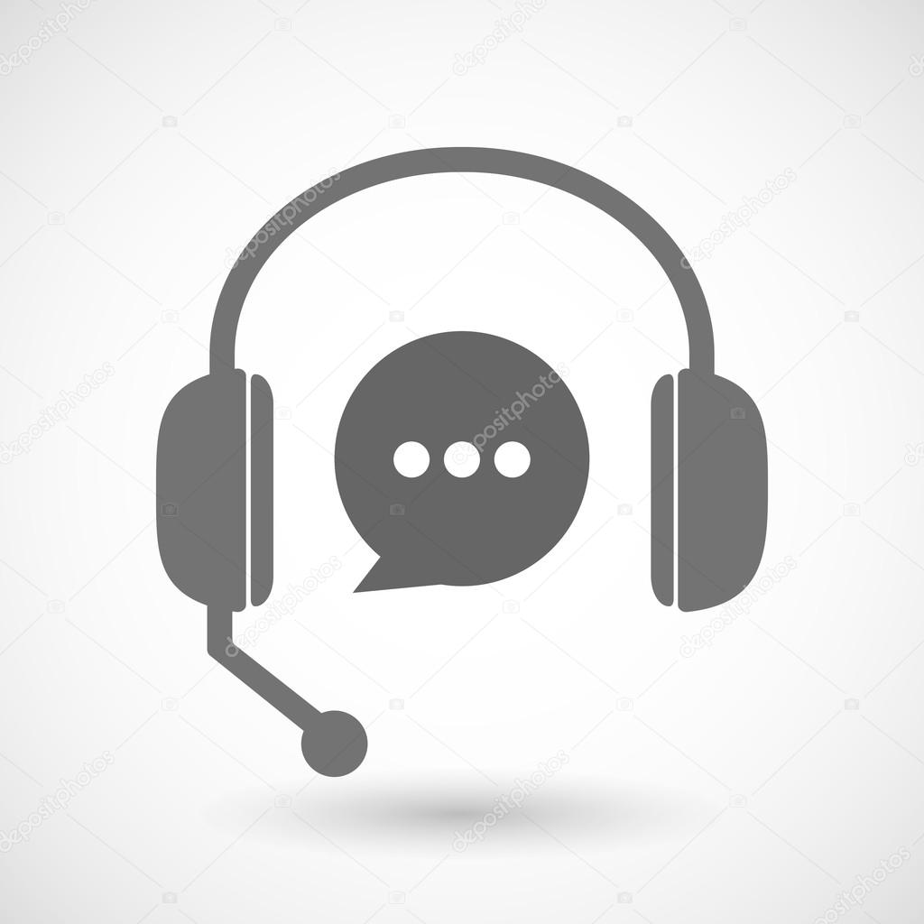 Remote assistance headset icon with  a comic balloon