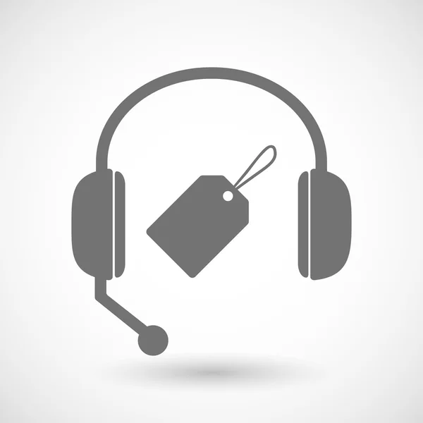 Ícone de fone de ouvido de assistência remota com rótulo —  Vetores de Stock