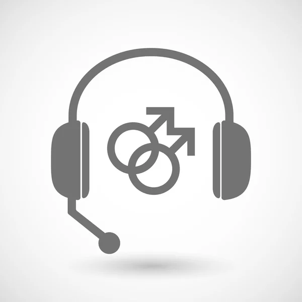 Pomoc zdalna słuchawki ikona ze znakiem gejów — Wektor stockowy