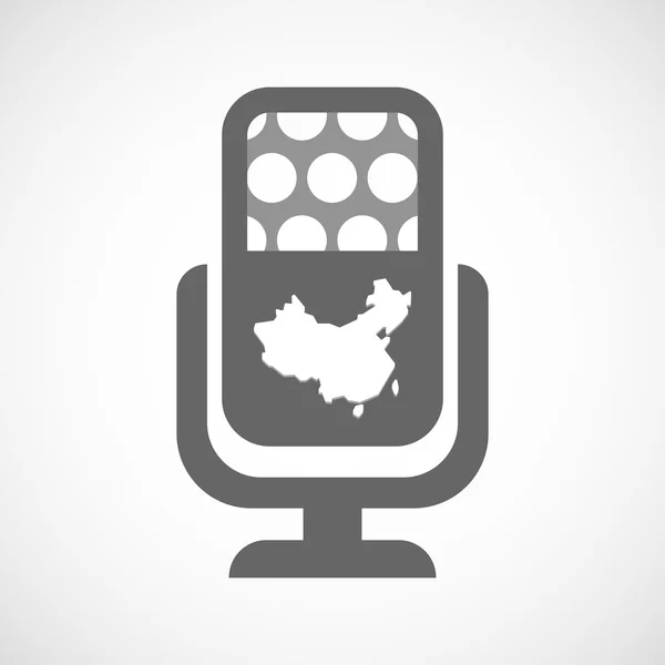 Geïsoleerde microfoon pictogram met een kaart van China — Stockvector