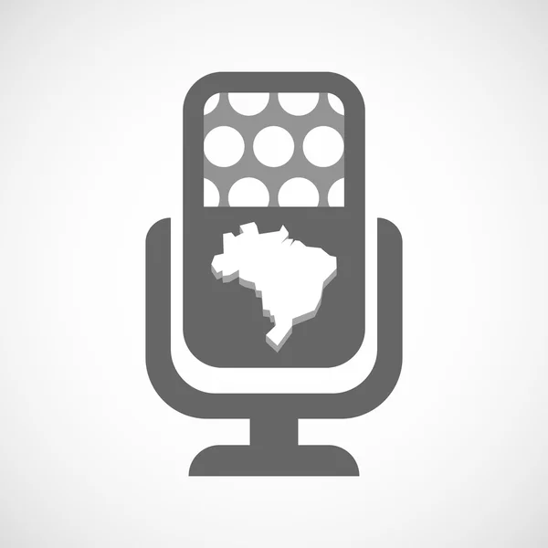 Icône de microphone isolé avec une carte de Brésil — Image vectorielle
