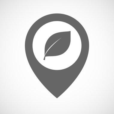 İzole harita işareti bir yaprak ile