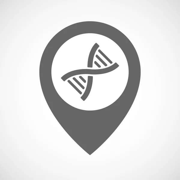 Isolated map marker with a DNA sign — Stock Vector