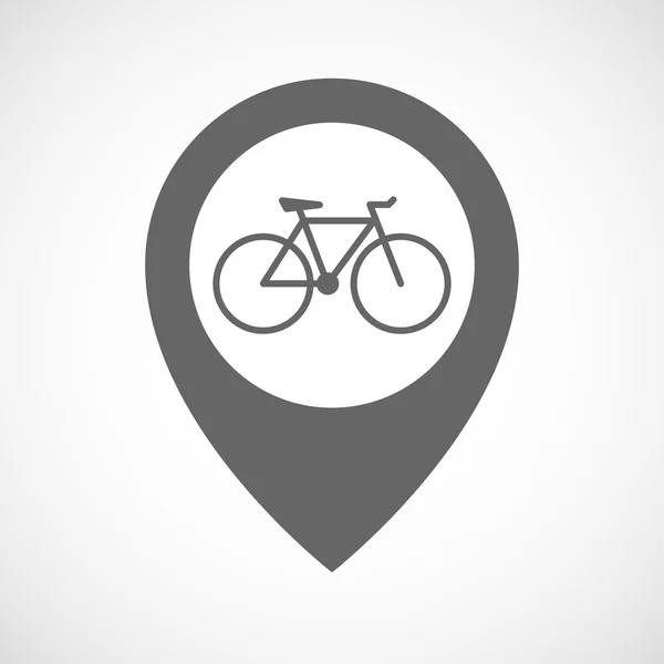 Mappa isolata marcatore con una bicicletta — Vettoriale Stock
