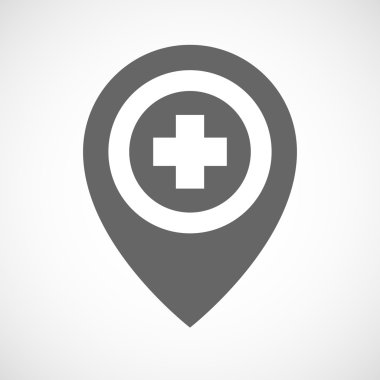 Yuvarlak eczane işaretiyle izole harita işareti