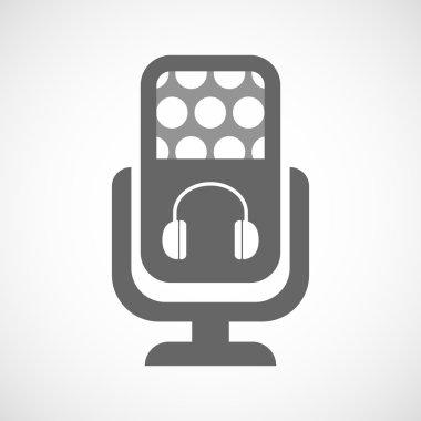 Bir kulaklık ile izole mikrofon simgesi